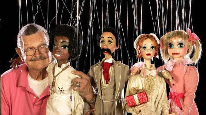 Bob Baker in 2008 with some of his marionettes. (Mel Melcon / Los Angeles Times)